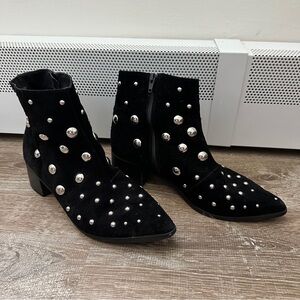 Kenneth Cole Black Suede Studded Ankle Boots